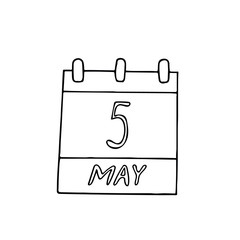 calendar hand drawn in doodle style. May 5. International Day of the Midwife, World Asthma, date. icon, sticker, element