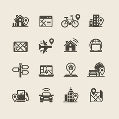 Navigation and Map icons set