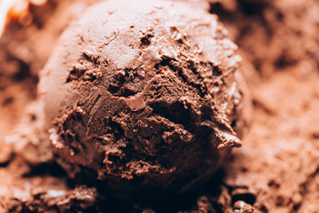 Rich and Indulgent Chocolate Ice Cream Scoops with dark chocolate pieces