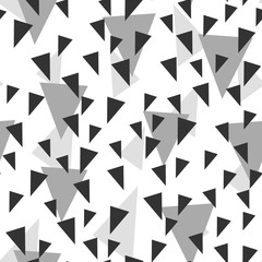 Fototapeta na wymiar grey triangles abstract seamless pattern background sketch engraving vector illustration. T-shirt apparel print design. Scratch board imitation. Black and white hand drawn image.