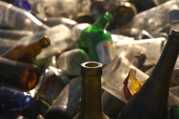 Glass Bottle Garbage Close Up