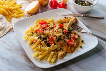 Italian Chicken Piccata Fusilli