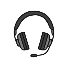 headphones doodle icon, vector illustration