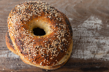 homemade bagel with seeds