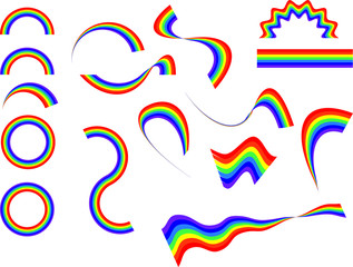 Set of rainbow elements - vector illustration