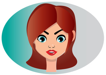 Cartoon face of a young beauty girl