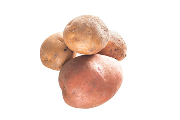 raw potatoes on a white isolated background