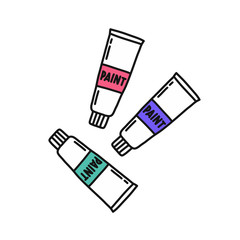 tubes of paint doodle icon, vector illustration