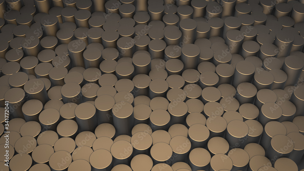 Poster 3d rendering of abstract cylindrical geometric surfaces in virtual space