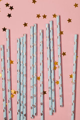 Background paper tubes ,Closeup of drinking blue straws for party