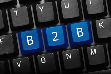 Three keys conceptual keyboard - B2B blue keys