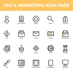 Seo & Marketing icon pack isolated on white background. for your web site design, logo, app, UI. Vector graphics illustration and editable stroke. EPS 10.