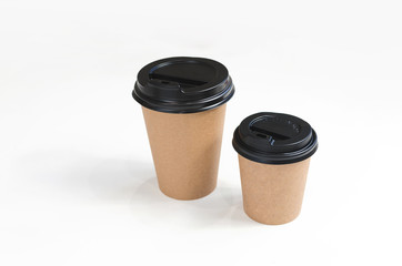 Paper coffee cups. Eco friendly design. Zero waste
