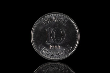 10 brazil cruzados coin from 1988 isolated on black