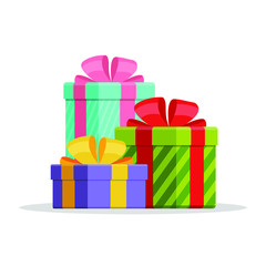 Gift boxes illustration in flat style. Flat design. Vector illustration
