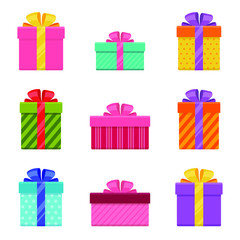 Set of gift box icons. Vector illustration