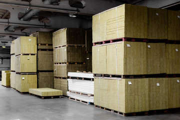 glass wool warehouse in a factory