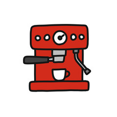 coffee machine doodle icon, vector illustration