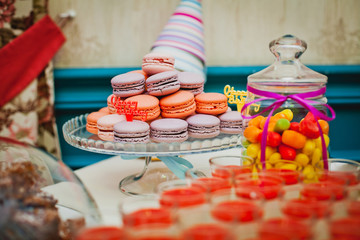 Birthday party. Bright cookies on the table