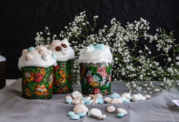 Sweets on the black background