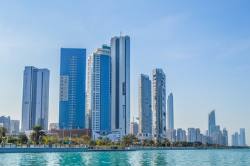 Fototapeta na wymiar Abu Dhabi cityscape during day time in UAE capital of United Arab Emirates