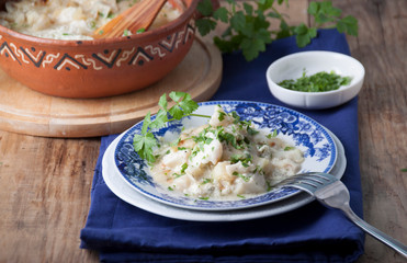 Baked cod with cottage cheese with parsley