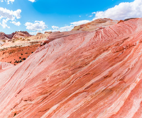 The Striated Sandstone Slickrock of Fire Wave in Fire Valley, Valley of Fire State Park, Nevada, USA