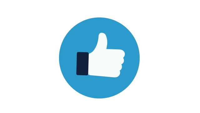 Animation of a cool thumbs like icon with blue circle, 4K