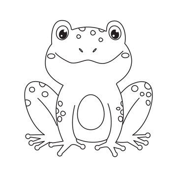 Frog for coloring book.Line art design for kids coloring page.