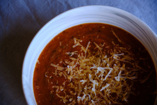 Homemade Tomato Soup With Parmesan Cheese