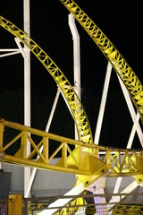 rollercoaster rails night yellow