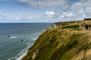 cliffs and beach of etretat in france