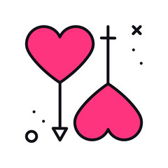 Gender equality symbols. Gender love equal icon in line style. Men and women. Female, male, couple, relationship theme. Heart shape.