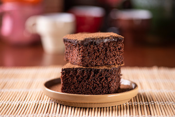 Chocolate cake in pieces 