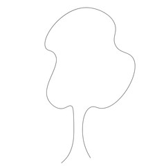 Tree silhouette line drawing, vector illustration