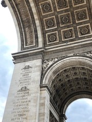 Closeup of the Arc De Triomphe Monument in Paris, France