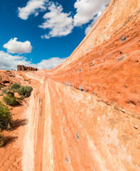 The Rock of Gibralter With The Striated Sandstone Slickrock of Kaolin Wash, Valley of Fire State...