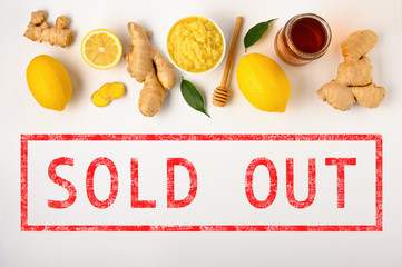 .Natural medicine. Immunostimulating products: lemon, honey, ginger root. Sold out due to the coronavirus pandemic.