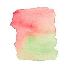 red and green watercolor spot on white background