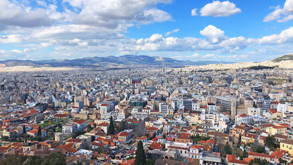 Fototapeta na wymiar View to the city from Acropolis view point.