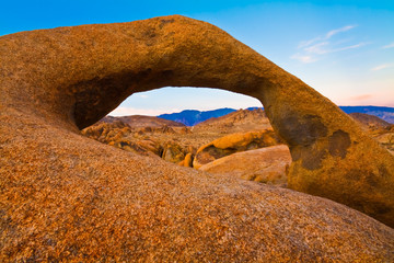 The Crest of the Sierra Nevada Mountains  Framed by Mobius Arch, Alabama Hills National Recreation Area, California, USA