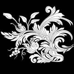 Vintage baroque frame scroll ornament engraving border floral retro pattern antique style acanthus foliage swirl decorative design element filigree calligraphy vector