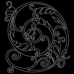 Vintage baroque frame scroll ornament engraving border floral retro pattern antique style acanthus foliage swirl decorative design element filigree calligraphy vector