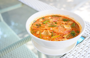 Squid Tom Yam , Spicy and Sour Squid soup. Traditional Thailand Food