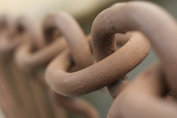 closeup of part of iron big chain, how connected segments