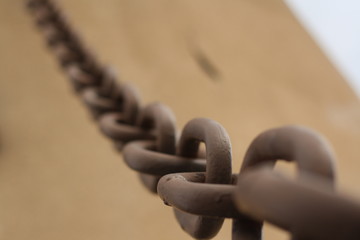 closeup of part of iron big chain, how connected segments