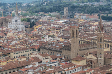 Fototapeta na wymiar Aerial view of Florence with Palazzo Vecchio in background