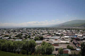 Uzgen town panoramic view, Kyrgyzia