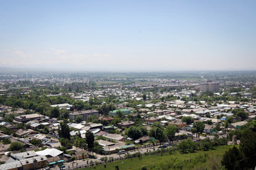 Fototapeta na wymiar Osh town panoramic view by summer noon, Kyrgyzia