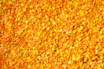 Texture of red and yellow lentils